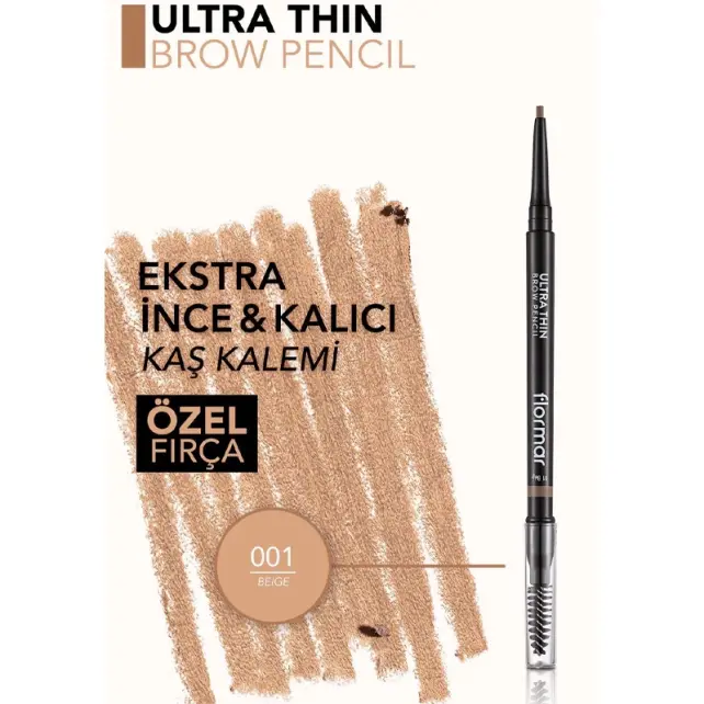 Flormar Ultra Thin Brow Pencil - Asansörlü Kaş Kalemi No: 01 Beige - 4