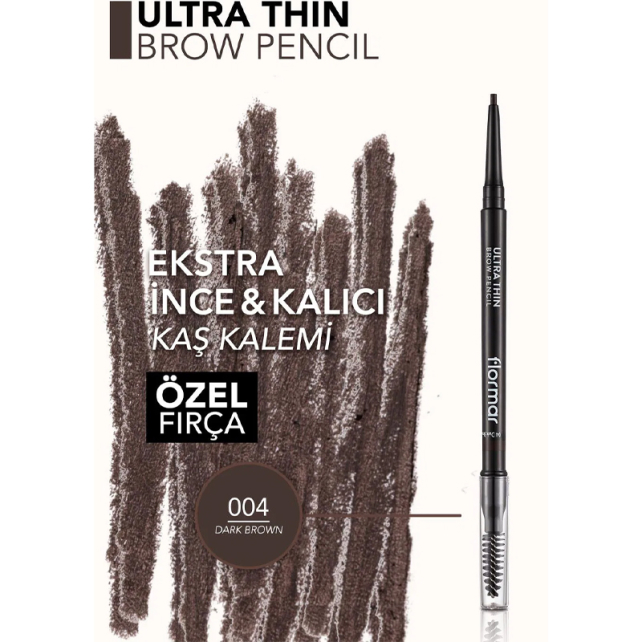 Flormar Ultra Thin Brow Pencil - Asansörlü Kaş Kalemi No: 04 Dark Brown - 4