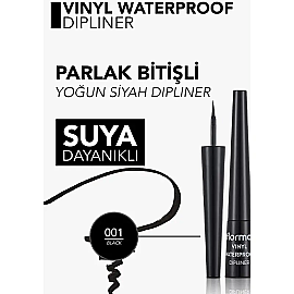 Flormar Vinly Waterproof Dipliner - Suya Dayanıklı Parlak Bitişli Eyeliner Black 2.5ml - 4