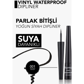 Flormar Vinly Waterproof Dipliner - Suya Dayanıklı Parlak Bitişli Eyeliner Black 2.5ml - 4