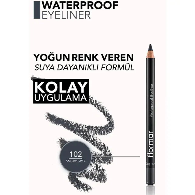 Flormar Waterproof Eyeliner - Göz Kalemi No-102 Smoky Grey 1.14gr - 4