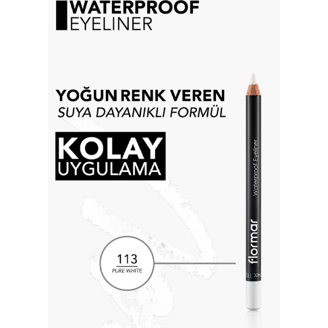 Flormar Waterproof Eyeliner - Göz Kalemi No:113 Pure White 1.14gr - 4