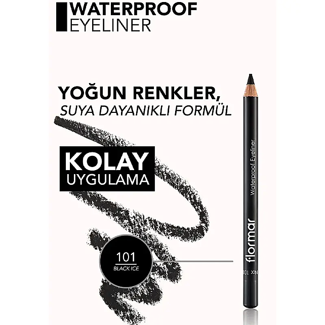 Flormar Waterproof Eyeliner - Suya Dayanıklı Göz Kalemi No: 101 Black Ice 1.14gr - 4