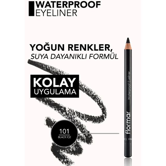 Flormar Waterproof Eyeliner - Suya Dayanıklı Göz Kalemi No:101 Black Ice 1.14gr - 4