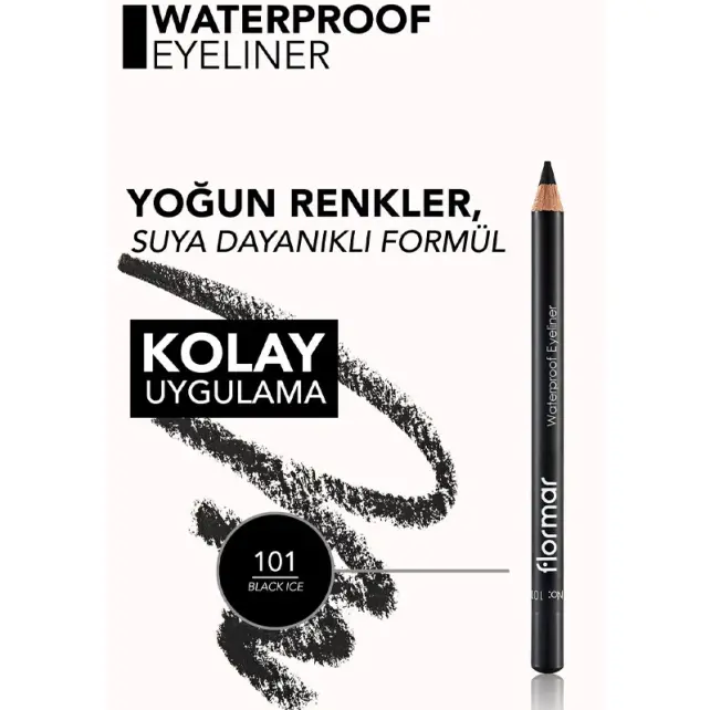 Flormar Waterproof Eyeliner - Suya Dayanıklı Göz Kalemi No:101 Black Ice 1.14gr - 4