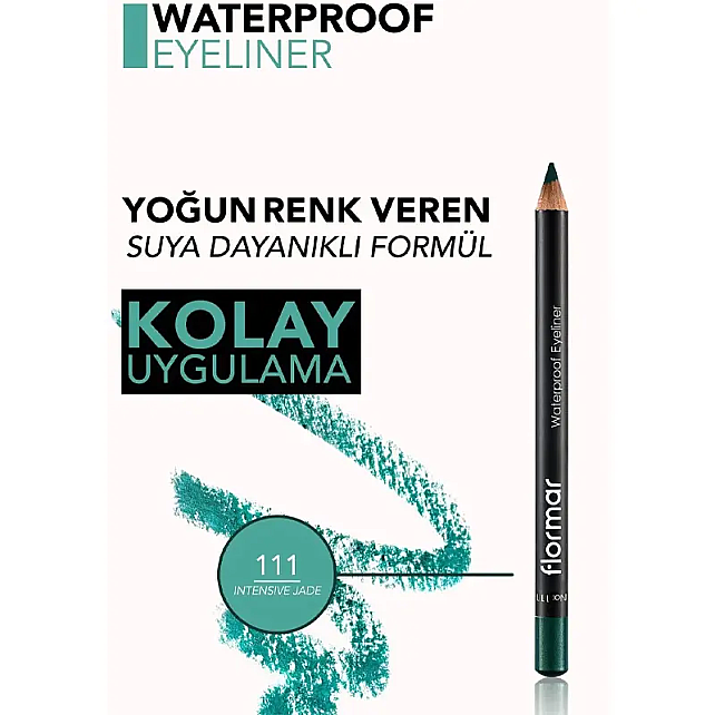 Flormar Waterproof Eyeliner - Suya Dayanıklı Göz Kalemi No: 111 Intensive Jade 1.14gr - 4