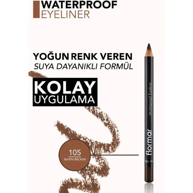 Flormar Waterproof Eyeliner - Suya Dayanıklı Göz Kalemi No:105 Warm Brown 1.14gr - 4
