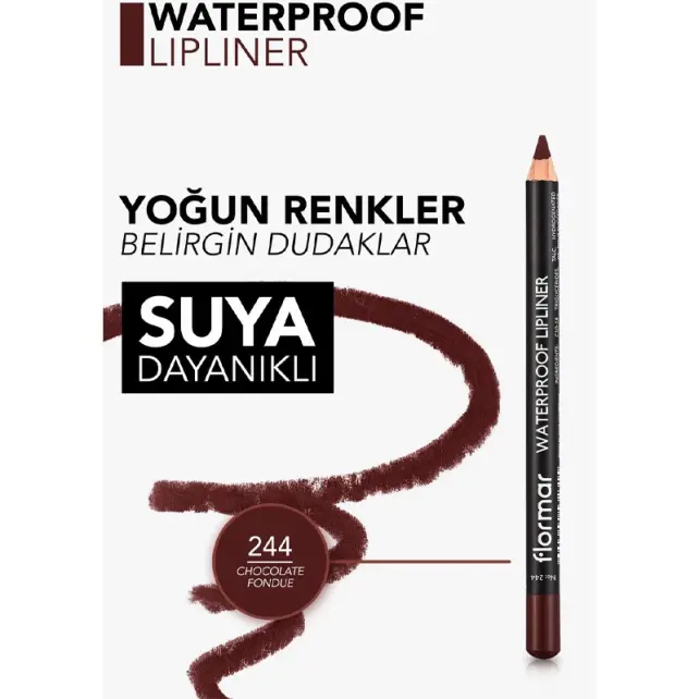 Flormar Waterproof Lipliner-Dudak Kalemi N-244 Chocolate Fondue 1.14gr - 4