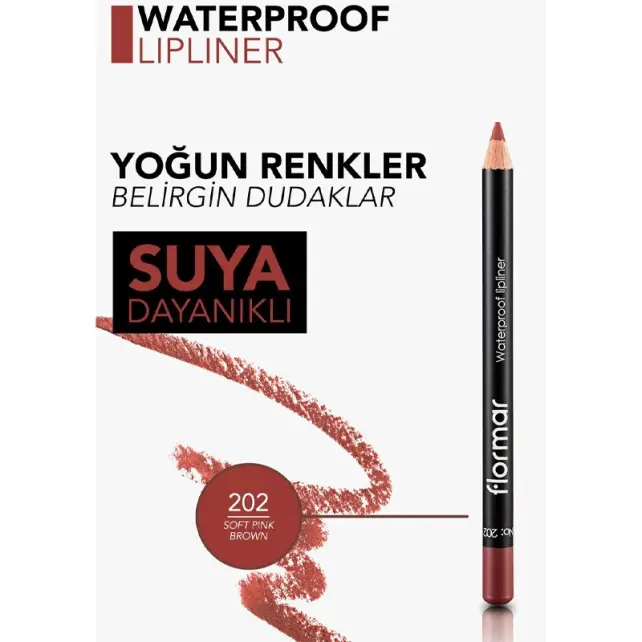 Flormar Waterproof Lipliner-Dudak Kalemi No-202 Soft Pink Brown 1.14gr - 4