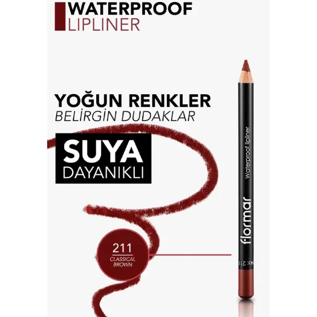Flormar Waterproof Lipliner-Dudak Kalemi No-211 Classical Brown 1.14gr - 5
