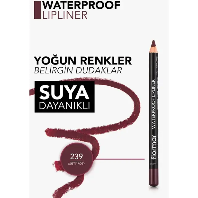 Flormar Waterproof Lipliner - Dudak Kalemi No-239 Misty Rosy 1.14gr - 4