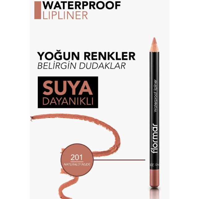 Flormar Waterproof Lipliner -Dudak Kalemi No:201 Naturally Nude 1.14gr - 5