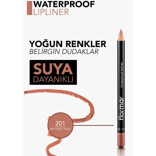 Flormar Waterproof Lipliner -Dudak Kalemi No:201 Naturally Nude 1.14gr - 5
