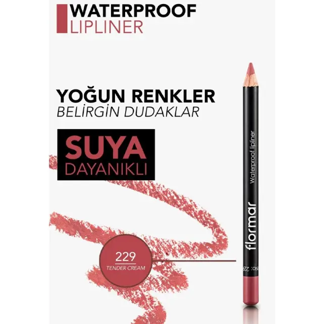 Flormar Waterproof Lipliner - Dudak Kalemi No:229 Tender Cream 1.14gr - 5