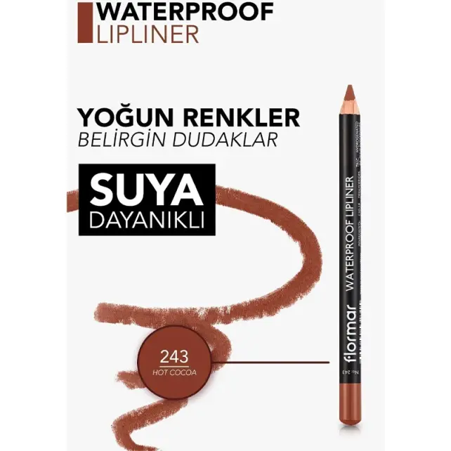 Flormar Waterproof Lipliner - Dudak Kalemi No:243 Hot Cocoa 1.14gr - 5