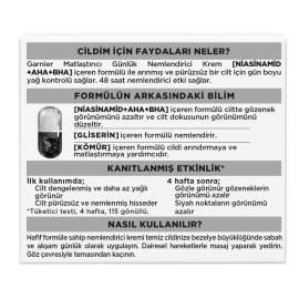 Garnier AHA BHA Kömür 3'ü 1 Arada Matlaştırıcı Günlük Nemlendirici Krem 50ml - 4