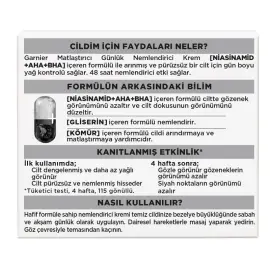 Garnier AHA BHA Kömür 3'ü 1 Arada Matlaştırıcı Günlük Nemlendirici Krem 50ml - 4