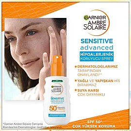 Garnier Ambre Solaire Sensitive Advanced Creamide Sprey - Güneş Koruyucu Sprey 150ml - 3
