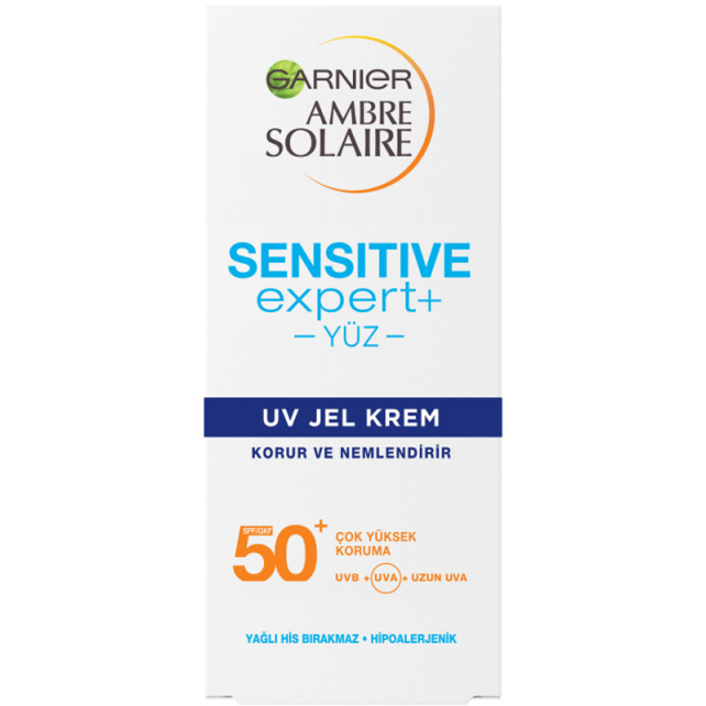 Garnier Ambre Solaire Sensitive Expert Gesicht Gel Creme SPF 50 Güneş Koruyucu 50ml - 1