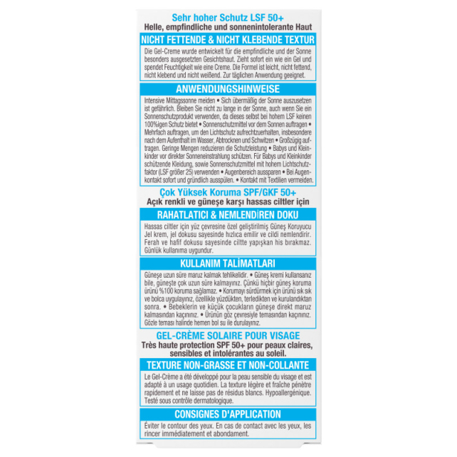 Garnier Ambre Solaire Sensitive Expert Gesicht Gel Creme SPF 50 Güneş Koruyucu 50ml - 2