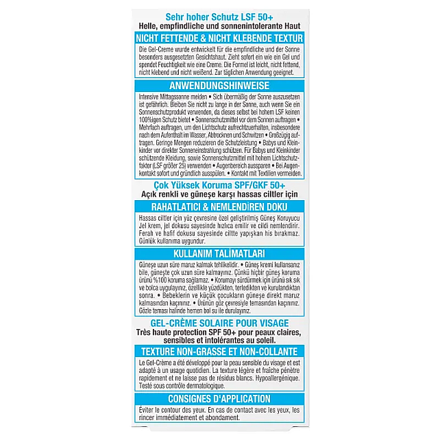 Garnier Ambre Solaire Sensitive Expert Gesicht Gel Creme SPF 50 Güneş Koruyucu 50ml - 2