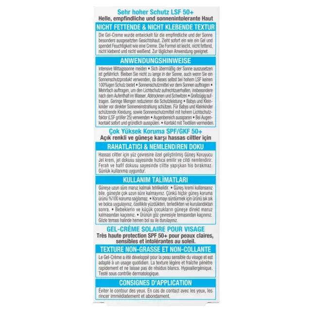 Garnier Ambre Solaire Sensitive Expert Gesicht Gel Creme SPF 50 Güneş Koruyucu 50ml - 2