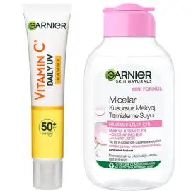 Garnier C Vitamini Günlük Güneş Koruyucu Fluid Yüz Kremi 40ml & Micellar Kusursuz Makyaj Temizleme Suyu 100ml - Garnier