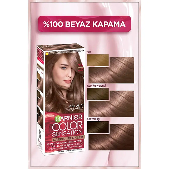 Garnier Çarpıcı Renkler Yoğun Kalıcı Krem Saç Boyası No: 7.12 İnci Kumral - 2