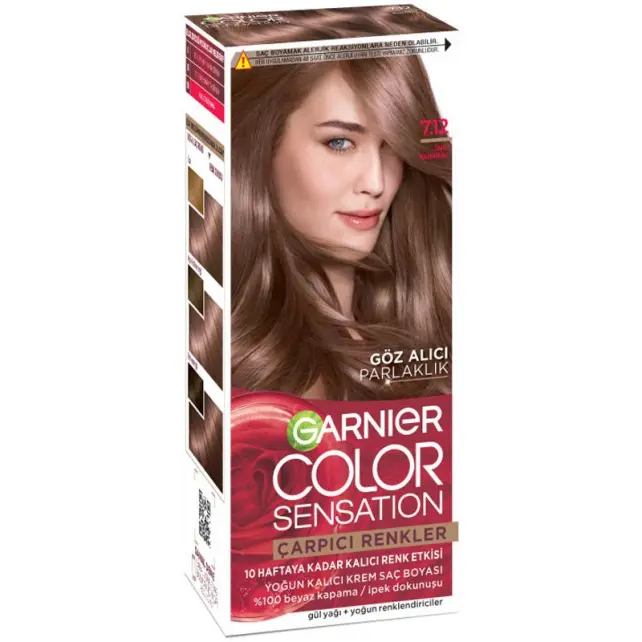 Garnier Çarpıcı Renkler Yoğun Kalıcı Krem Saç Boyası No: 7.12 İnci Kumral - 1