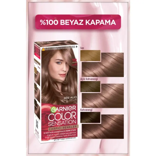 Garnier Çarpıcı Renkler Yoğun Kalıcı Krem Saç Boyası No: 7.12 İnci Kumral - 2