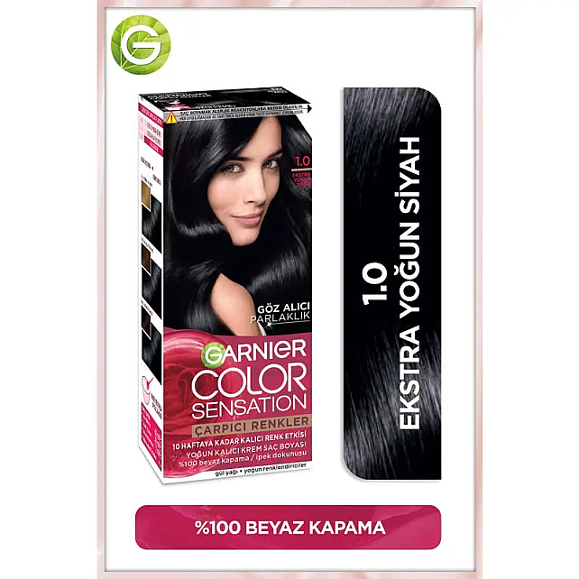 Garnier Çarpıcı Renkler Yoğun Kalıcı Saç Boyası No: 1.0 Ekstra Yoğun Siyah - 2