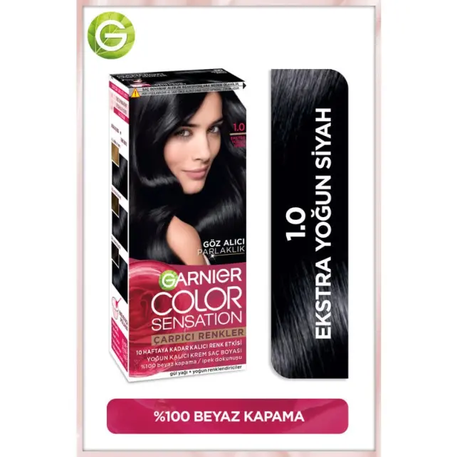 Garnier Çarpıcı Renkler Yoğun Kalıcı Saç Boyası No: 1.0 Ekstra Yoğun Siyah - 2