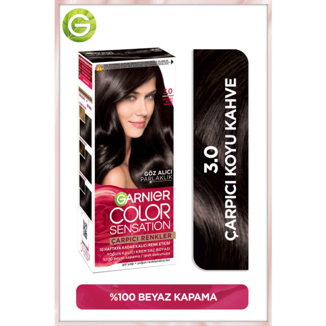 Garnier Çarpıcı Renkler Yoğun Kalıcı Saç Boyası No: 3.0 Çarpıcı Koyu Kahve - 2