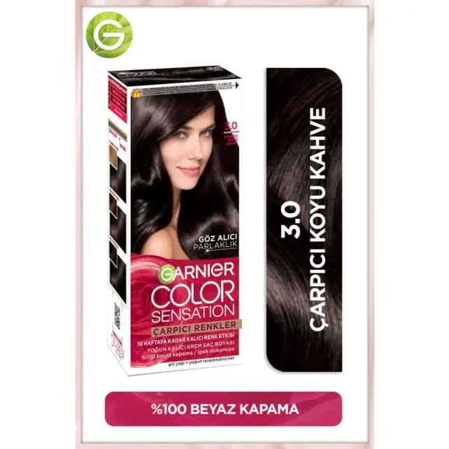 Garnier Çarpıcı Renkler Yoğun Kalıcı Saç Boyası No: 3.0 Çarpıcı Koyu Kahve - 2