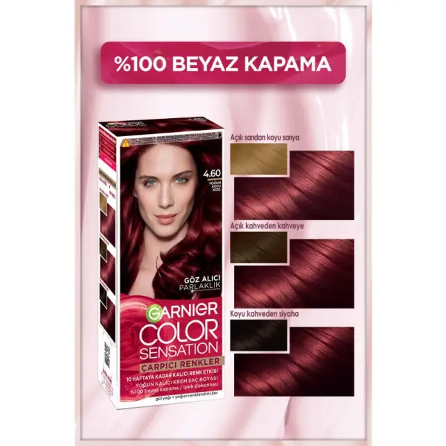 Garnier Çarpıcı Renkler Yoğun Kalıcı Saç Boyası No: 4.60 Yoğun Koyu Kızıl - 3