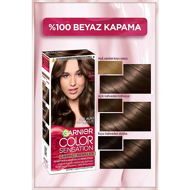 Garnier Çarpıcı Renkler Yoğun Kalıcı Saç Boyası No: 5.0 Parlak Açık Kahve - 3