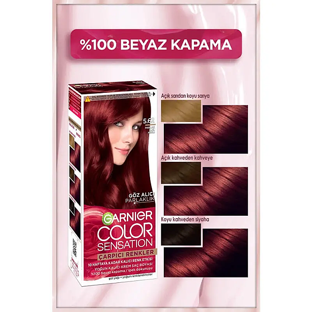 Garnier Çarpıcı Renkler Yoğun Kalıcı Saç Boyası No: 5.62 Parlak Lal Kızılı - 3