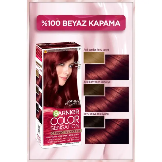Garnier Çarpıcı Renkler Yoğun Kalıcı Saç Boyası No: 5.62 Parlak Lal Kızılı - 3