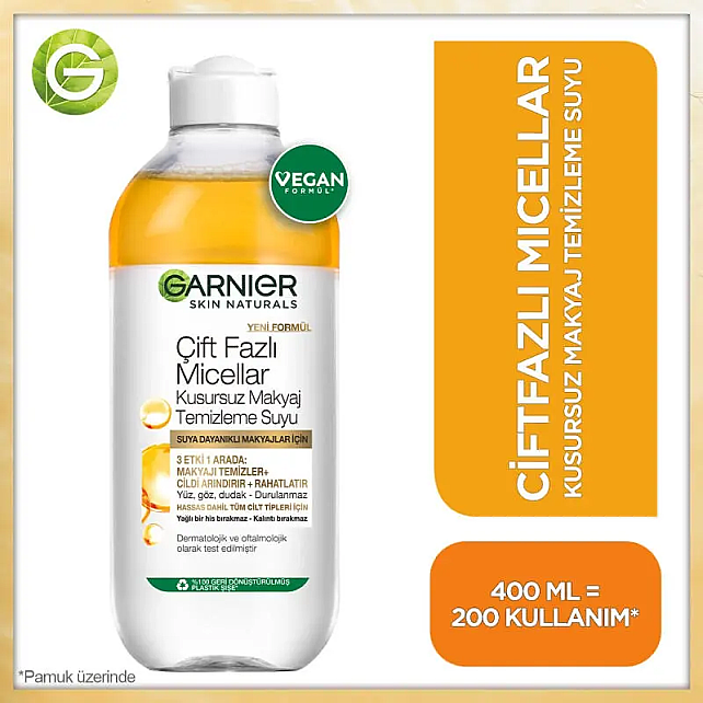 Garnier Çift Fazlı Micellar Makyaj Temizleme Suyu 400ml - 3