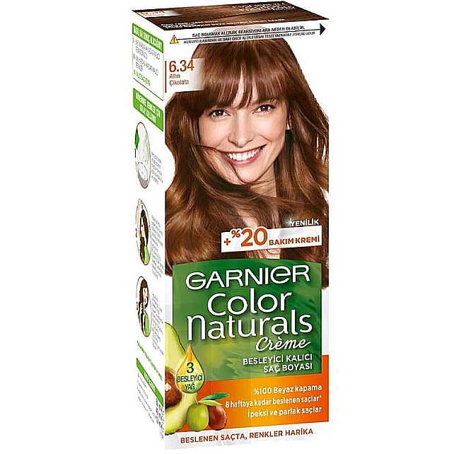 Garnier Color Naturals Saç Boyası No: 6.34 Altın Çikolata - 1