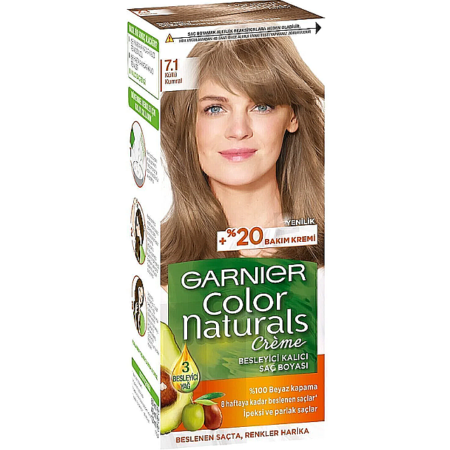 Garnier Color Naturals Saç Boyası No: 7.1 Küllü Kumral - 1