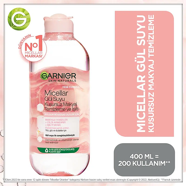 Garnier Micellar Gül Suyu Kusursuz Makyaj Temizleme Suyu 400ml - 3