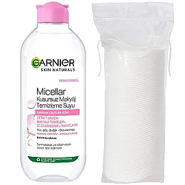 Garnier Micellar Kusursuz Makyaj Temizleme Suyu 400ml Makyaj Pamuğu Hediye - Garnier