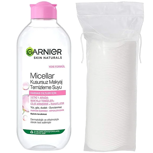 Garnier Micellar Kusursuz Makyaj Temizleme Suyu 400ml Makyaj Pamuğu Hediye - 1