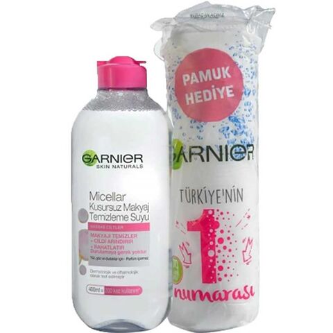 Garnier Micellar Kusursuz Makyaj Temizleme Suyu 400ml + Pamuk Set Garnier Micellar Kusursuz Makyaj Temizleme Suyu 400ml + Pamuk Set