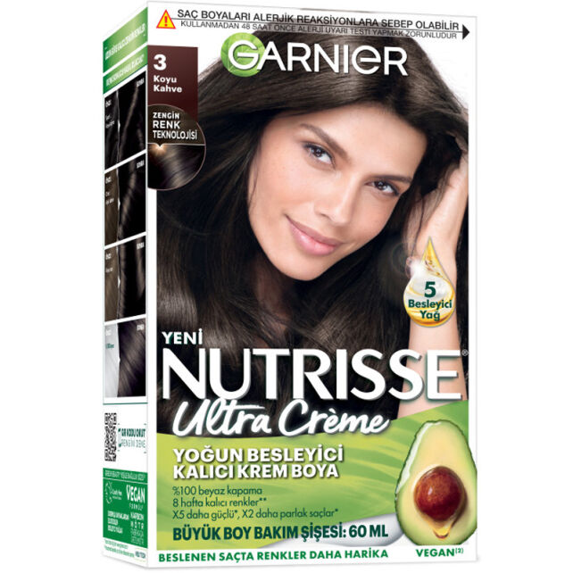 Garnier Nutrisse Ultra Creme - Kalıcı Krem Boya No: 3 Koyu Kahve - 1