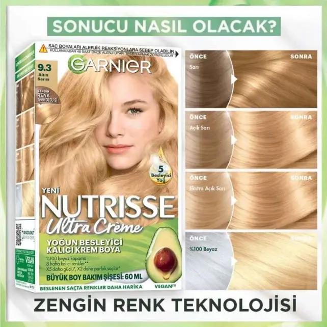 Garnier Nutrisse Ultra Creme - Kalıcı Krem Boya No: 9.3 Altın Sarısı - 3