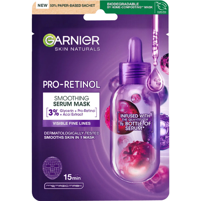 Garnier Pro-Retinol Smoothing Serum Mask - Serum İçerikli Kağıt Maske 22gr - 1