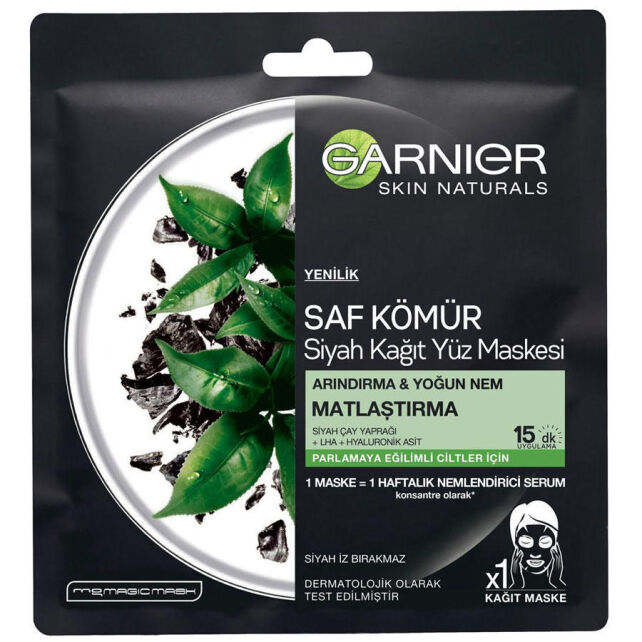 Garnier Saf Kömür - Siyah Çay Özlü Matlaştırıcı Kağıt Yüz Maskesi Garnier Saf Kömür - Siyah Çay Özlü Matlaştırıcı Kağıt Yüz Maskesi