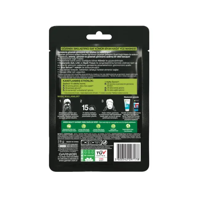 Garnier Saf Kömür - Siyah Yosun Özlü Gözenek Karşıtı Kağıt Yüz Maskesi - 2